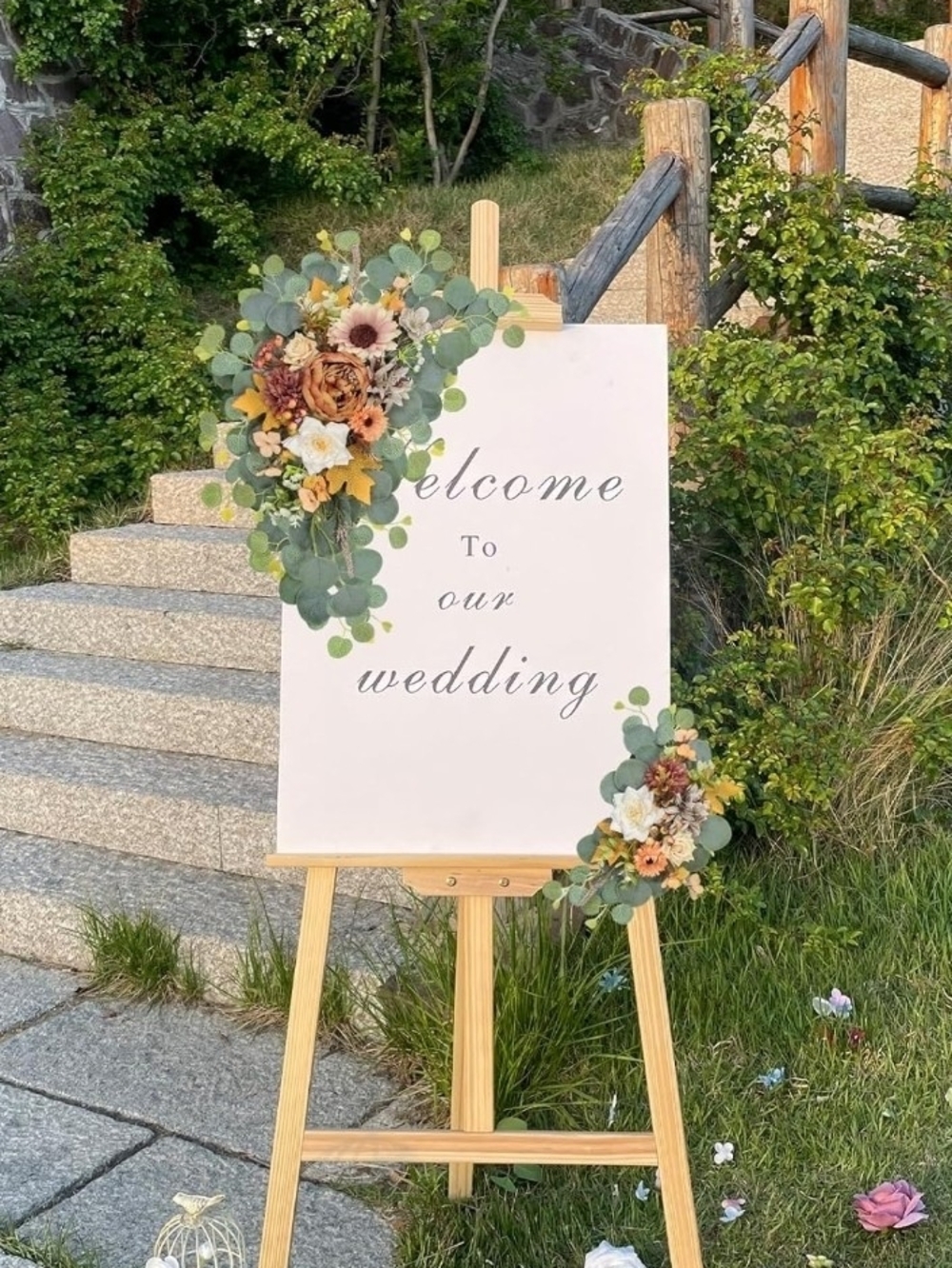 Autumn Eucalyptus Floral Wedding Set - Fall Orange & Green - Picture 3 of 14